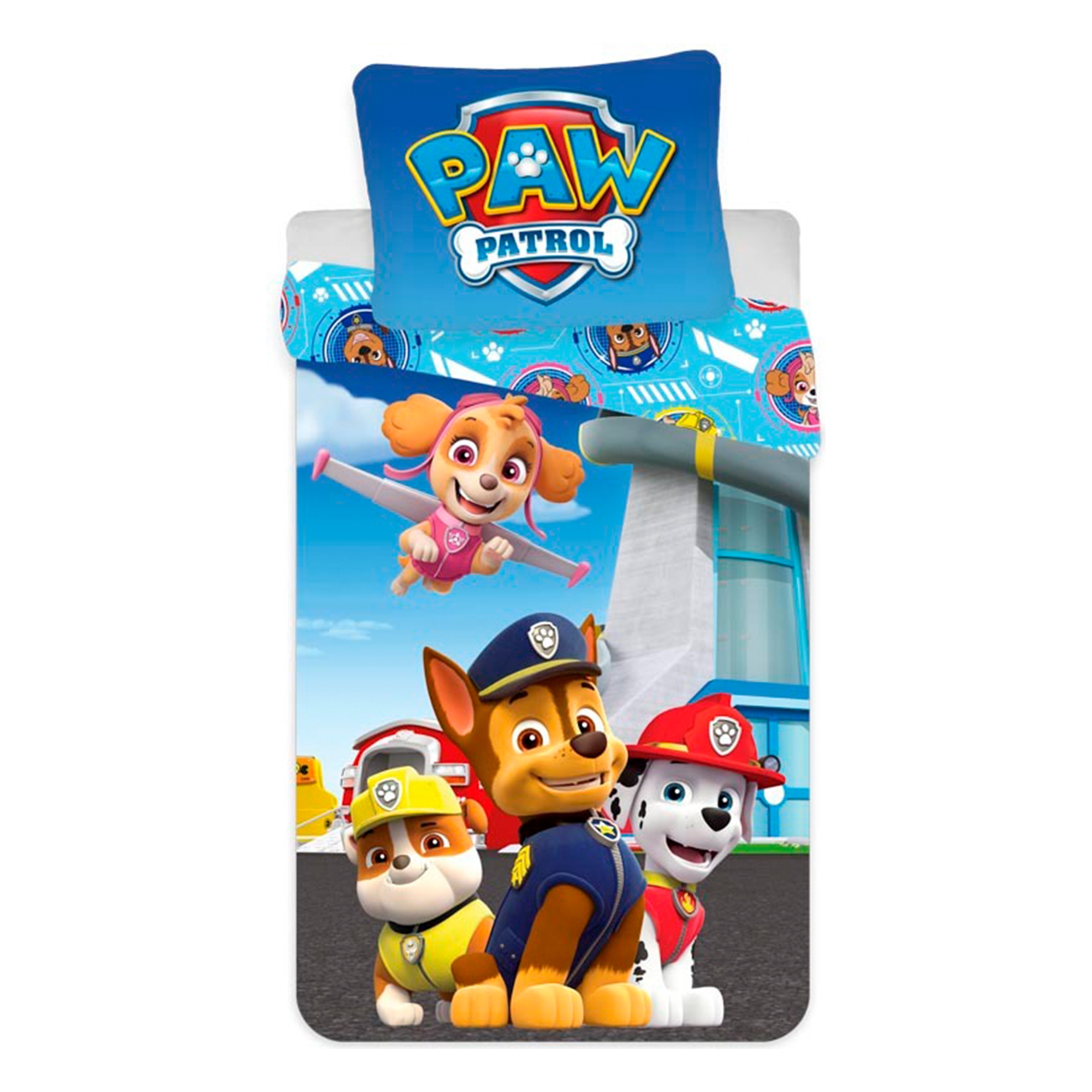 Paw Patrol beddengoed - Puppyvrienden - 2-in-1 design - Dekbedovertrek van 100% katoen