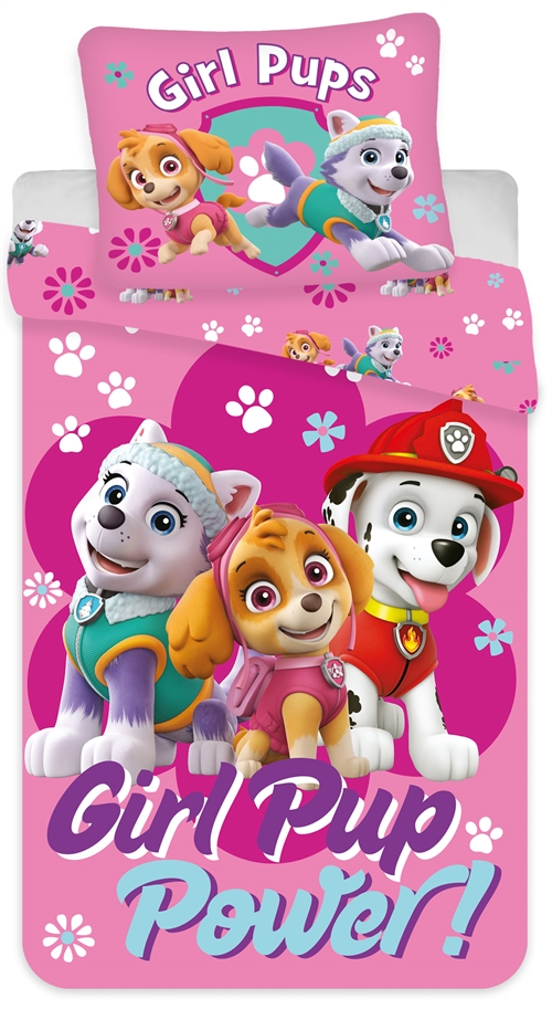 Junior beddenset 100x140 cm - Omkeerbaar beddengoed met Girl Pup Power - Paw Patrol beddengoed - 100% katoenen bedlinnen