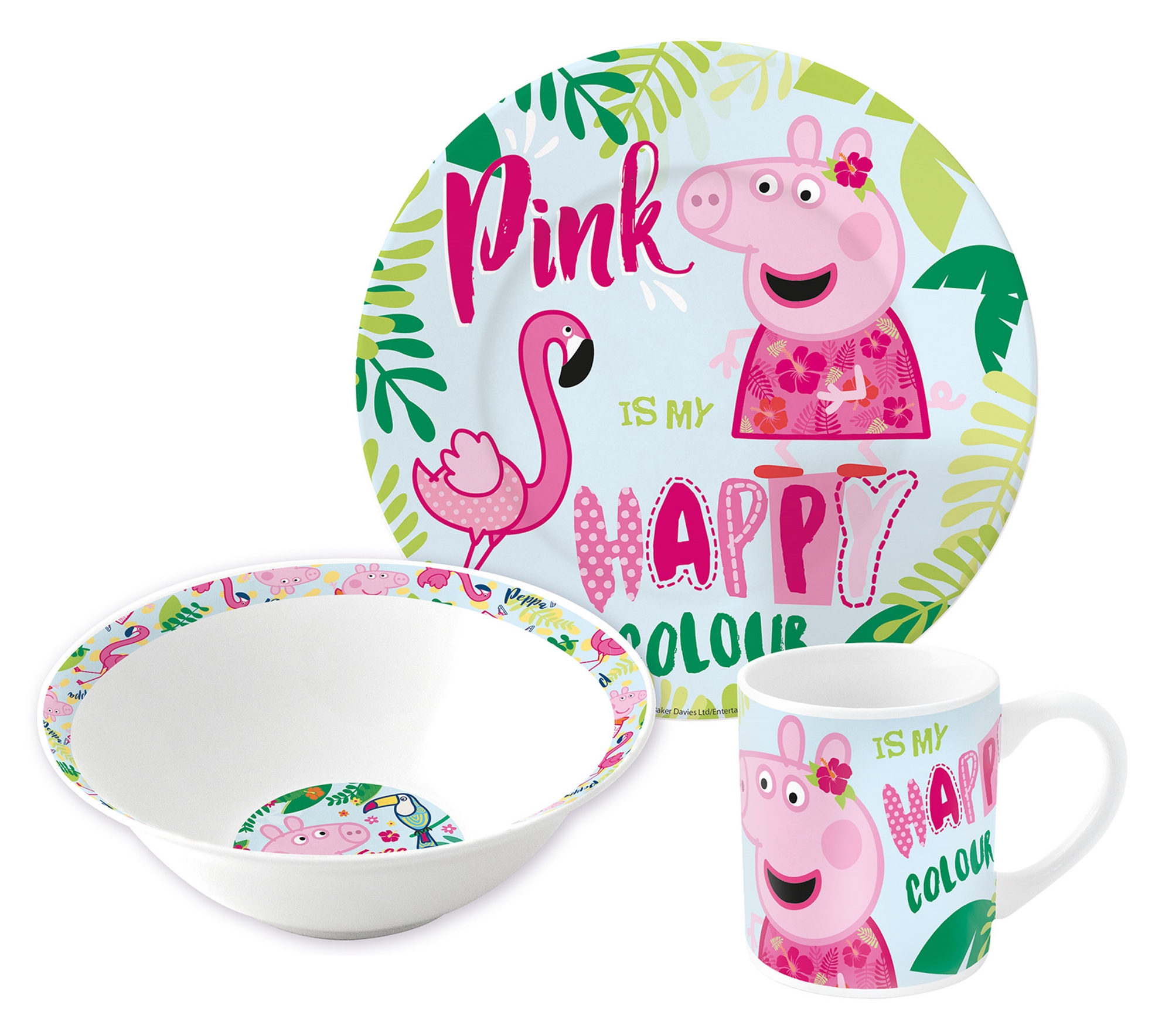 Peppa Big kinderservies - Eetset voor kinderen in keramiek - Bord, kom en mok
