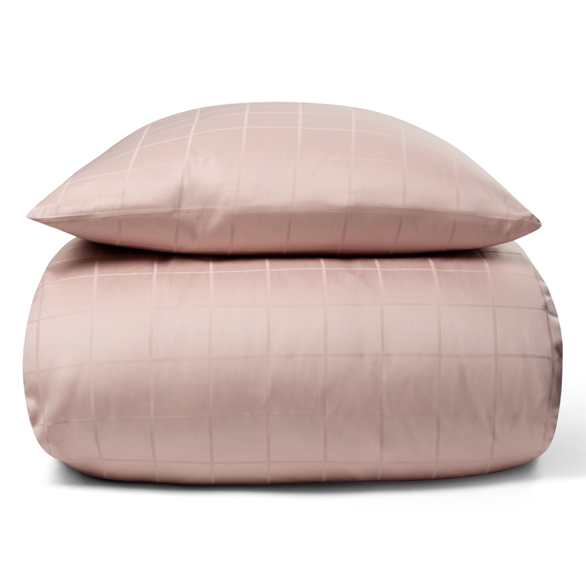 Beddengoed 150x210 cm - Katoensatijn - Ruit roze
