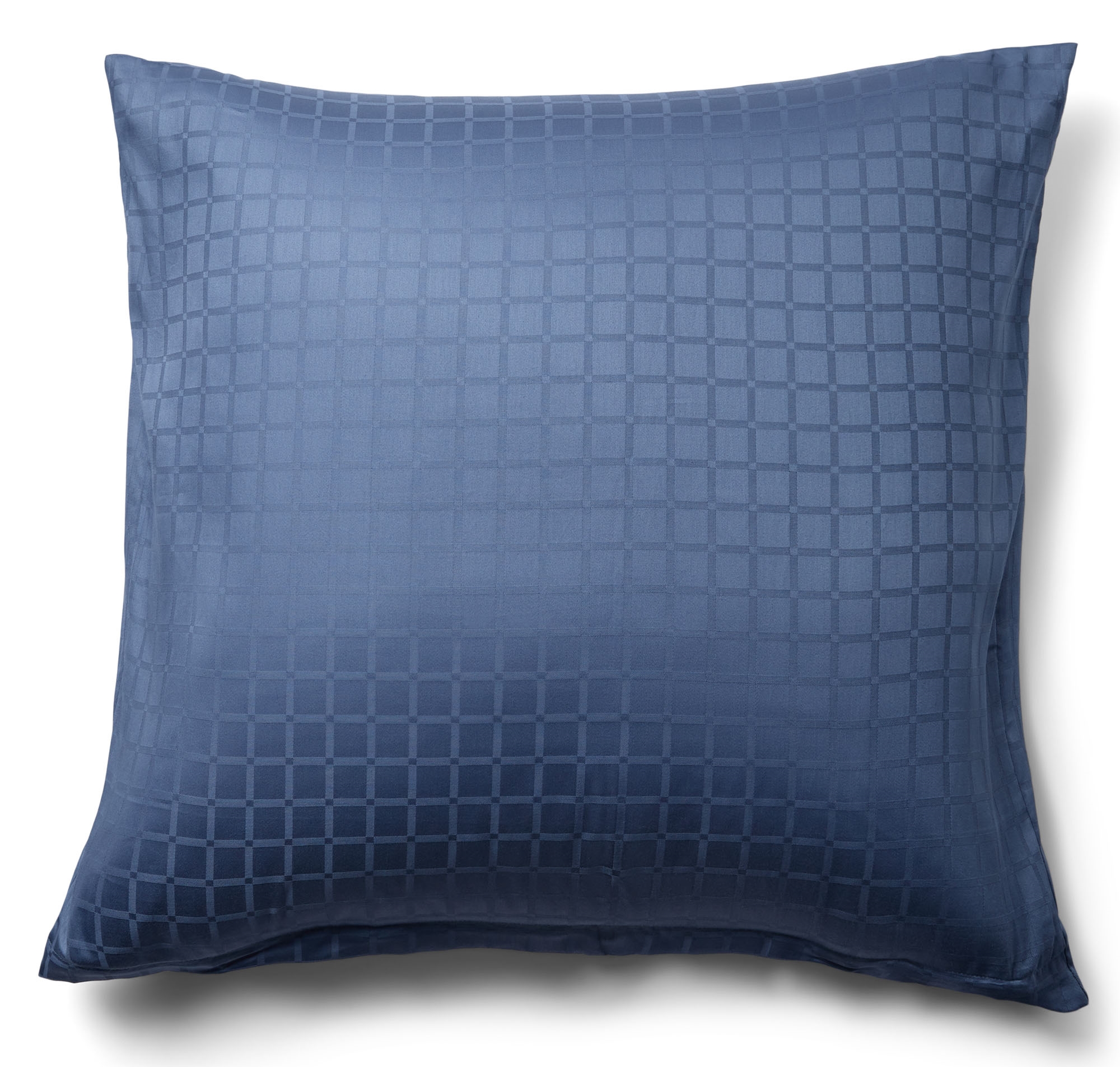 Kussensloop 60x63 cm - 100% katoensatijn - Blauw jacquardgeweven - Effen