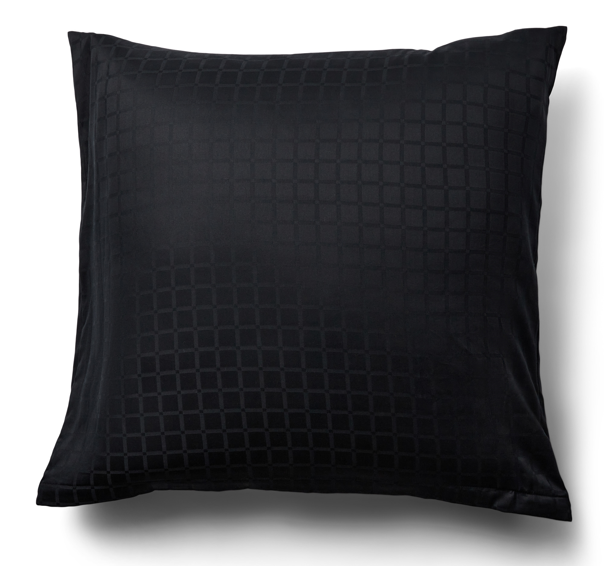 Kussensloop 60x63 cm - 100% katoensatijn - Zwart jacquardgeweven - Effen