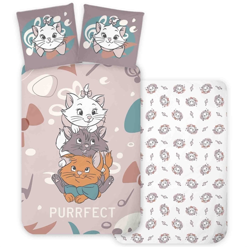 Kinderbeddengoed 140x200 cm - Omkeerbaar dekbedovertrek met Aristocats - 100% zacht katoenen beddengoed