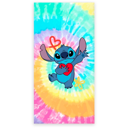 Badhanddoek - Stitch handdoek - Tie Die achtergrond - 70x140 cm - 100% zacht katoen