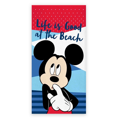 Badhanddoek - Mickey Mouse handdoek - Life Is Good At The Beach - 70x140 cm - 100% zacht katoen