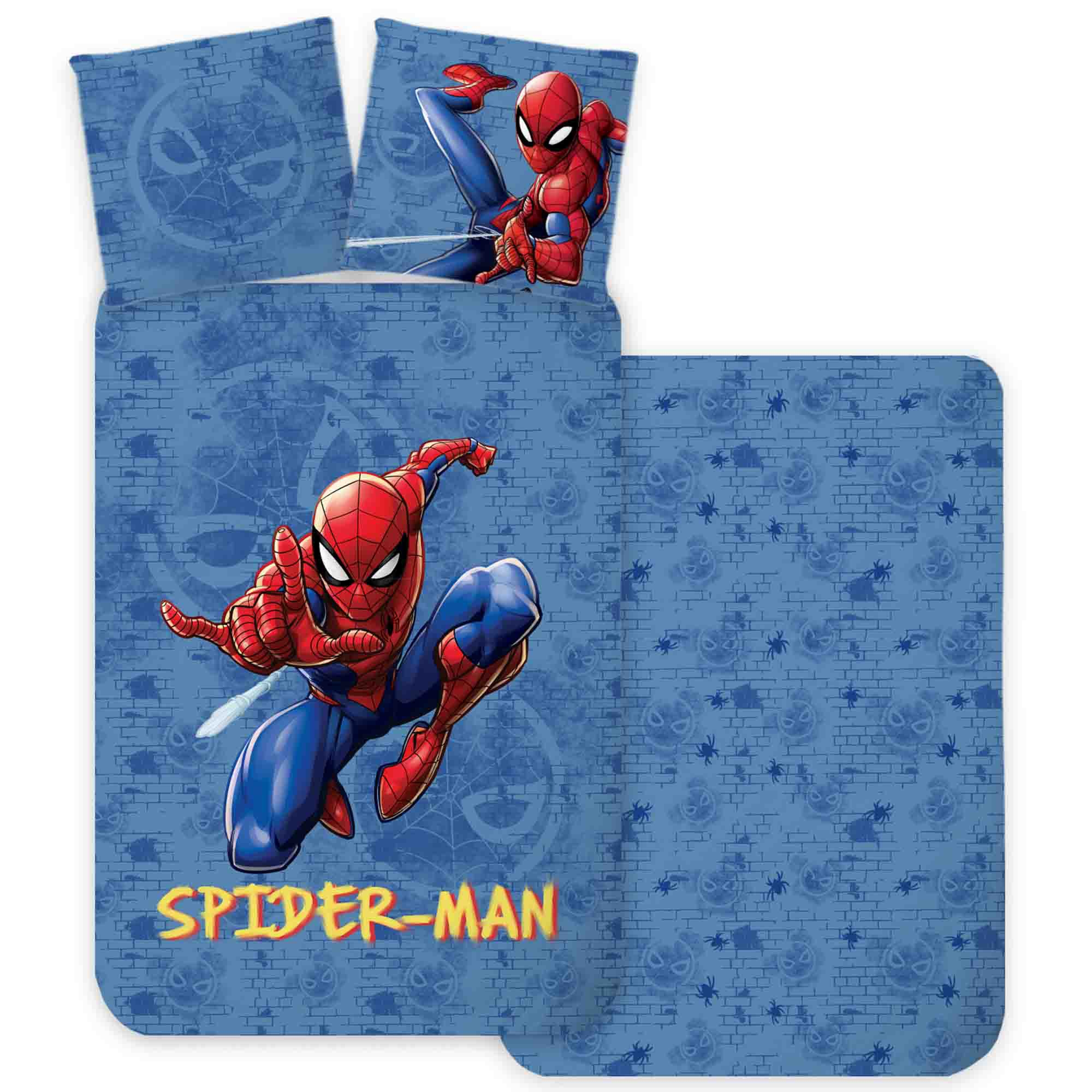 Spiderman beddengoed - 100% katoen - Kinderbeddengoed 140x200 cm - Blauw