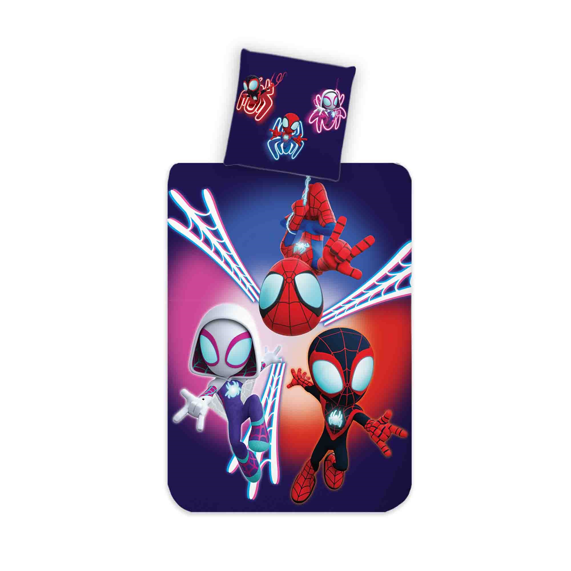 Spidey beddengoed - 100% katoen - Kinderbeddengoed 140x200 cm - Spidey, Ghost-Spider en Miles Morales
