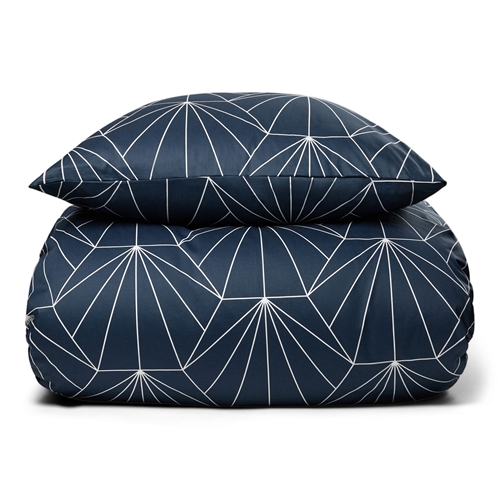 Beddengoed voor tweepersoons dekbed - 200x200 cm - Hexagon blauw - 100% katoen satijn - 2 in 1 ontwerp - By Night beddengoedset