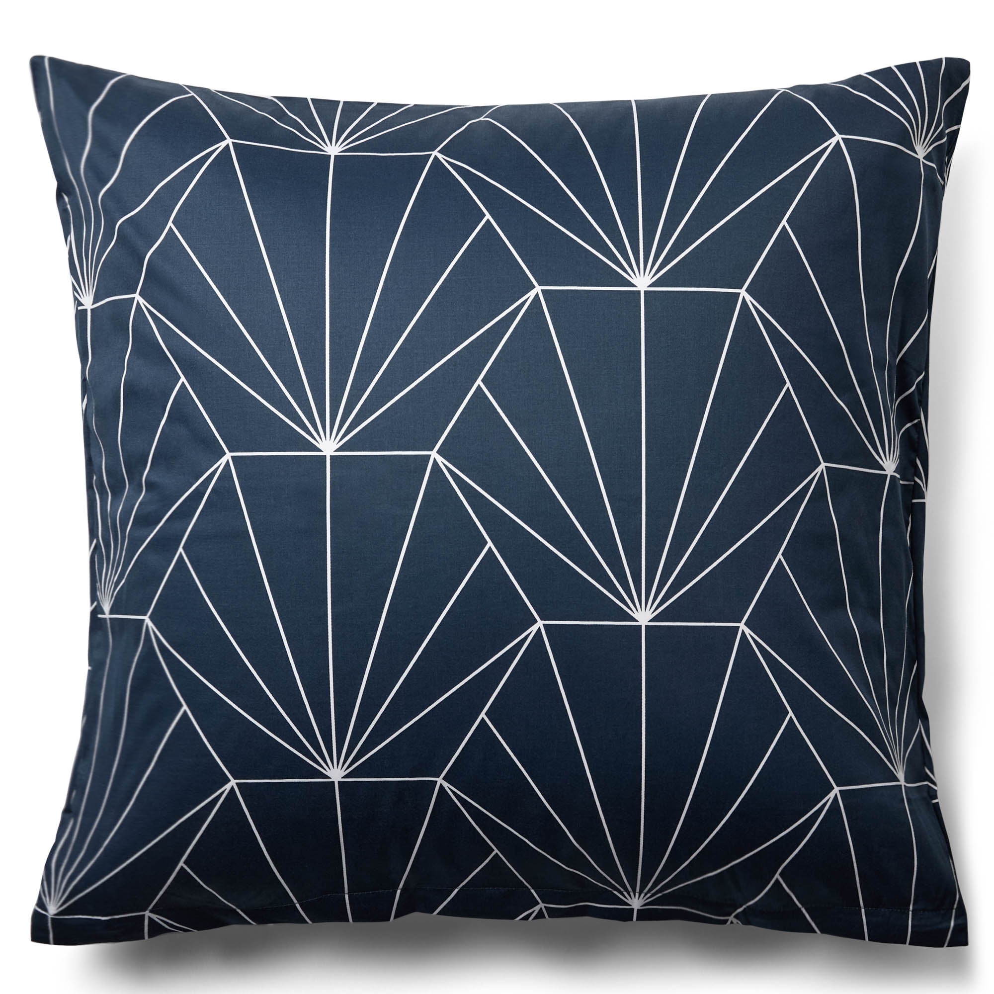 Kussensloop 60x63 cm - katoensatijn - omkeerbaar blauw hexagon-print
