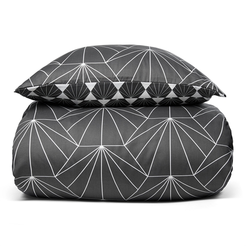 Sengetøj 200x220 cm - Hexagon grå - Vendbar dobbelt dynebetræk i 100% Bomuldssatin - By Night sengesæt