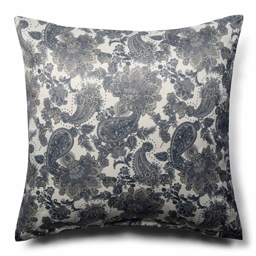 Bloemrijk kussensloop 60x63 cm - Blauw kussensloop in omkeerbaar design - Satijnen kussensloop - IN Style