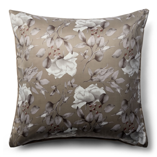 Bloemrijk kussensloop 60x63 cm - Bruine kussensloop in omkeerbaar design - Satijnen kussensloop - IN Style