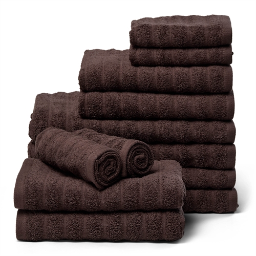 Handdoekenpakket 12 stuks. zachte handdoeken van 100% gekamd katoen - Bruine handdoeken van Borg Living