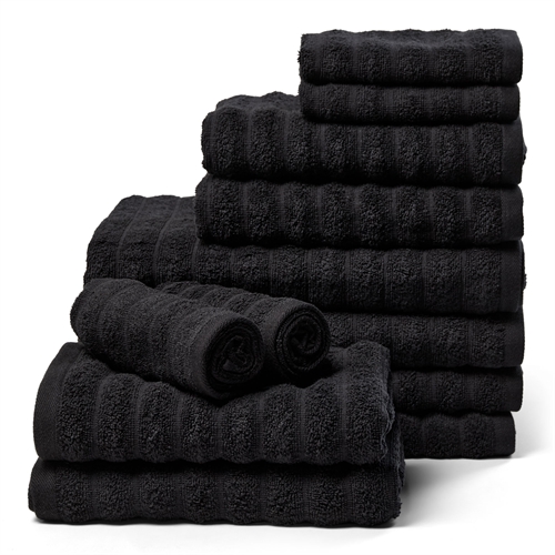 Handdoekenpakket 12 stuks. zachte handdoeken van 100% gekamd katoen - Zwarte handdoeken van Borg Living
