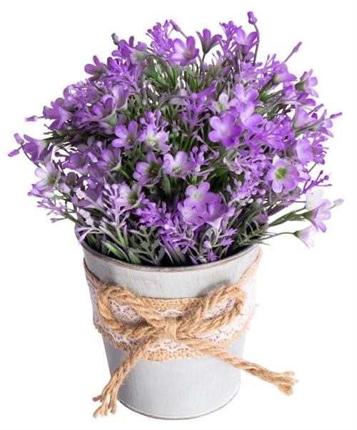 Campanula Kunstbloem - Hoogte 21 cm - Prachtige paarse bloemen - Kunstplant in pot