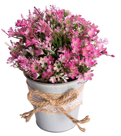 Kunst Campanula Bloem - Hoogte 21 cm - Mooie roze bloemen - Kunstpotplant
