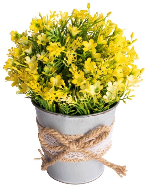 Kunstig Campanula Bloem - Hoogte 21 cm - Prachtige gele bloemen - Kunstpotplant