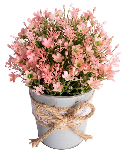 Kunst Campanula Bloem - Hoogte 21 cm - Prachtige roze bloemen - Kunstpotplant