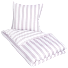 Gestreept beddengoed - Zacht katoensatijn - Nordic Stripe - Lavendel en wit dekbedovertrekset