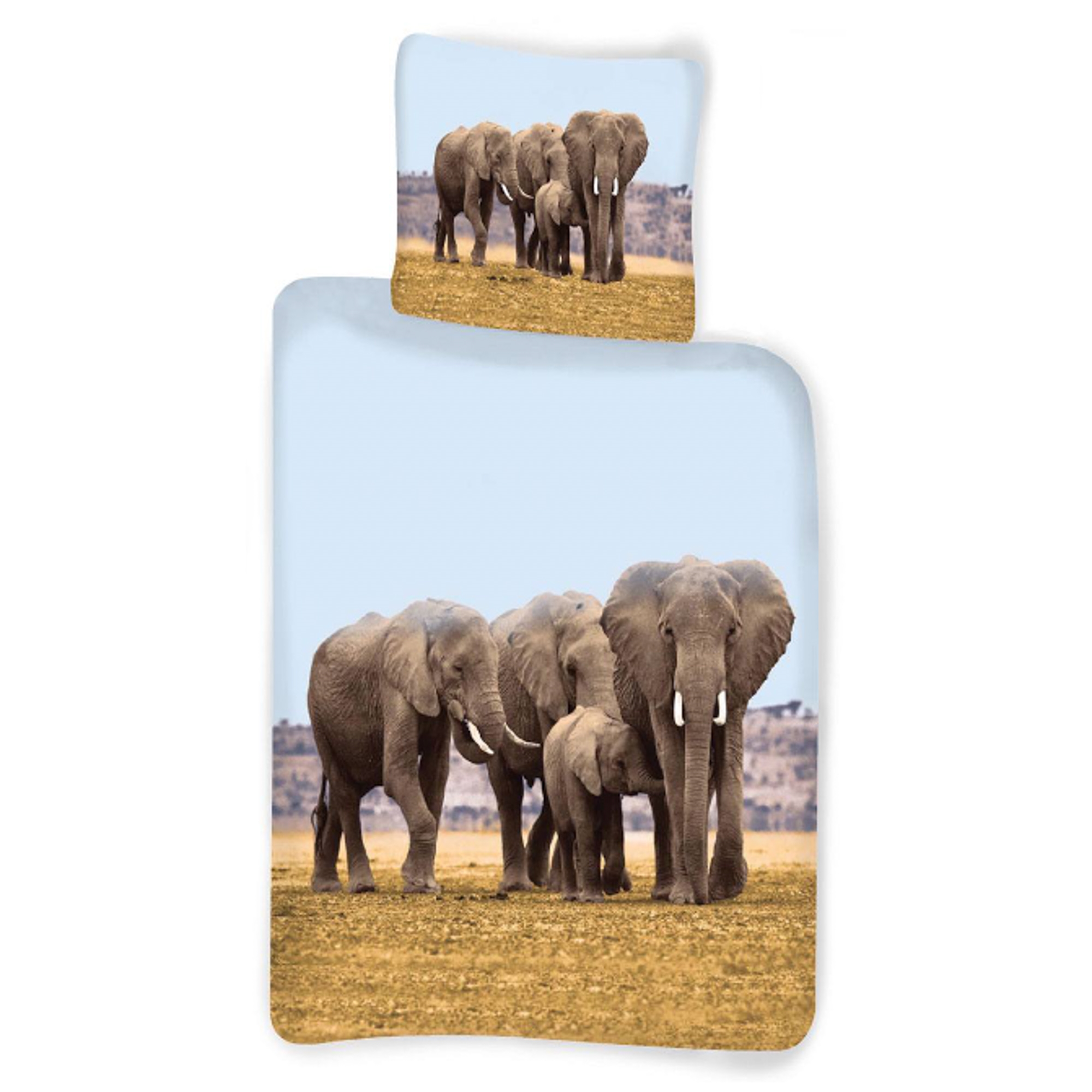 Olifant beddengoed - 100% katoen - Kinderbeddengoed 140x200 cm - Olifantenfamilie