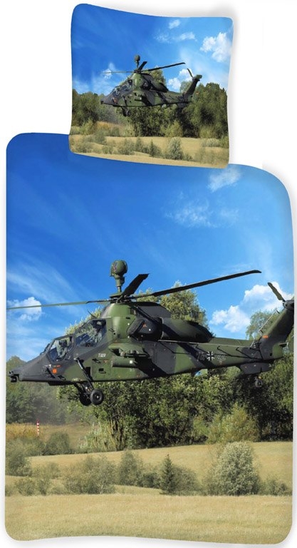 Helikopter beddengoed - 100% katoen - Kinderbeddengoed 140x200 cm - Militaire helikopter