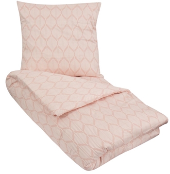 tweepersoons beddengoed 240x220 cm - lits jumeaux - Leaves rose beddengoedset - 100% biologisch katoensatijnen beddengoed