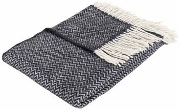 Wollen plaid - Zacht wollen kleed - ZigZag donkerblauw - 130x200 cm - By Borg