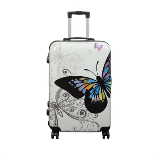 Koffer - Hardcase koffer - Grootte Medium - Koffer met motief - Witte vlinder - Exclusieve lichtgewicht reiskoffer