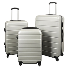 Kofferset - 3 stuks - Grijs met strepen - Exclusieve hardcase lichtgewicht koffer