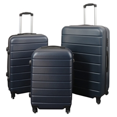 Kofferset - 3 stuks - Donkerblauw met strepen - Exclusieve hardcase lichtgewicht koffer
