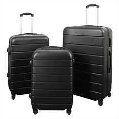 Kofferset - 3 stuks - Zwart met strepen - Exclusieve hardcase lichtgewicht koffer