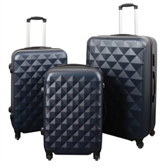 Kofferset - 3 st. - Diamant donkerblauw - Hardcase lichtgewicht koffers