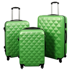 Kofferset - 3 stuks - Diamant groen - Hardcase lichtgewicht koffers