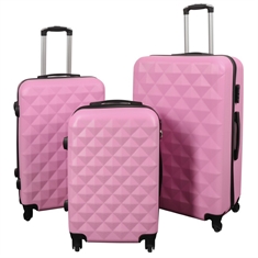 Kofferset - 3 st. - Diamant lichtroze - Hardcase lichtgewicht koffers