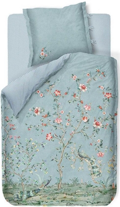 Pip Studio beddengoed - Okinawa Blue - Bloemen beddengoed - Tweezijdig dekbedovertrekset - 100% katoen