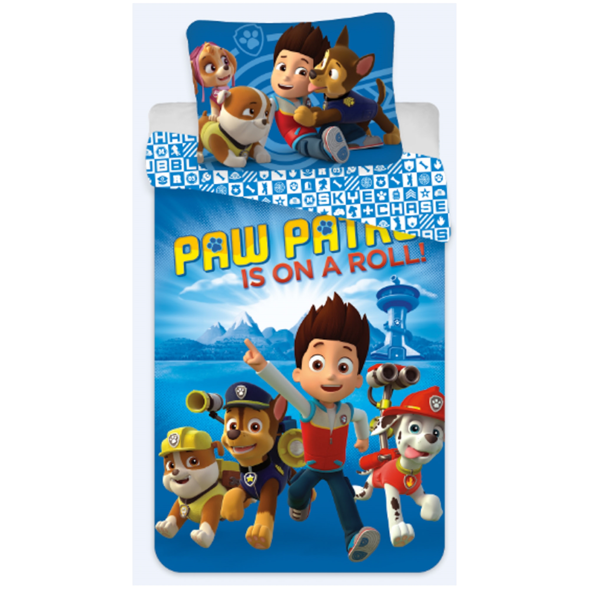 Paw Patrol beddengoed - 100% katoen - kinderbeddengoed 140x200 cm - Is on a roll