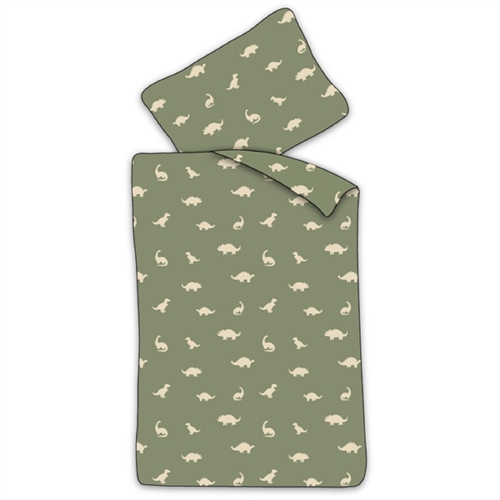 Baby beddengoed 70x100 cm - Groen dekbedovertrek met dinosaurus - 100% zacht katoenen bedlinnen