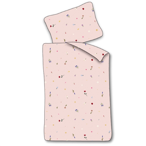 Baby beddengoed 70x100 cm - Roze dekbedovertrek met bloemen - 100% zacht katoenen beddengoed