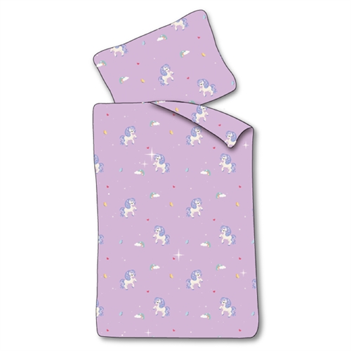 Baby beddengoed 70x100 cm - Paars dekbedovertrek met eenhoorns - 100% zacht katoenen beddengoed