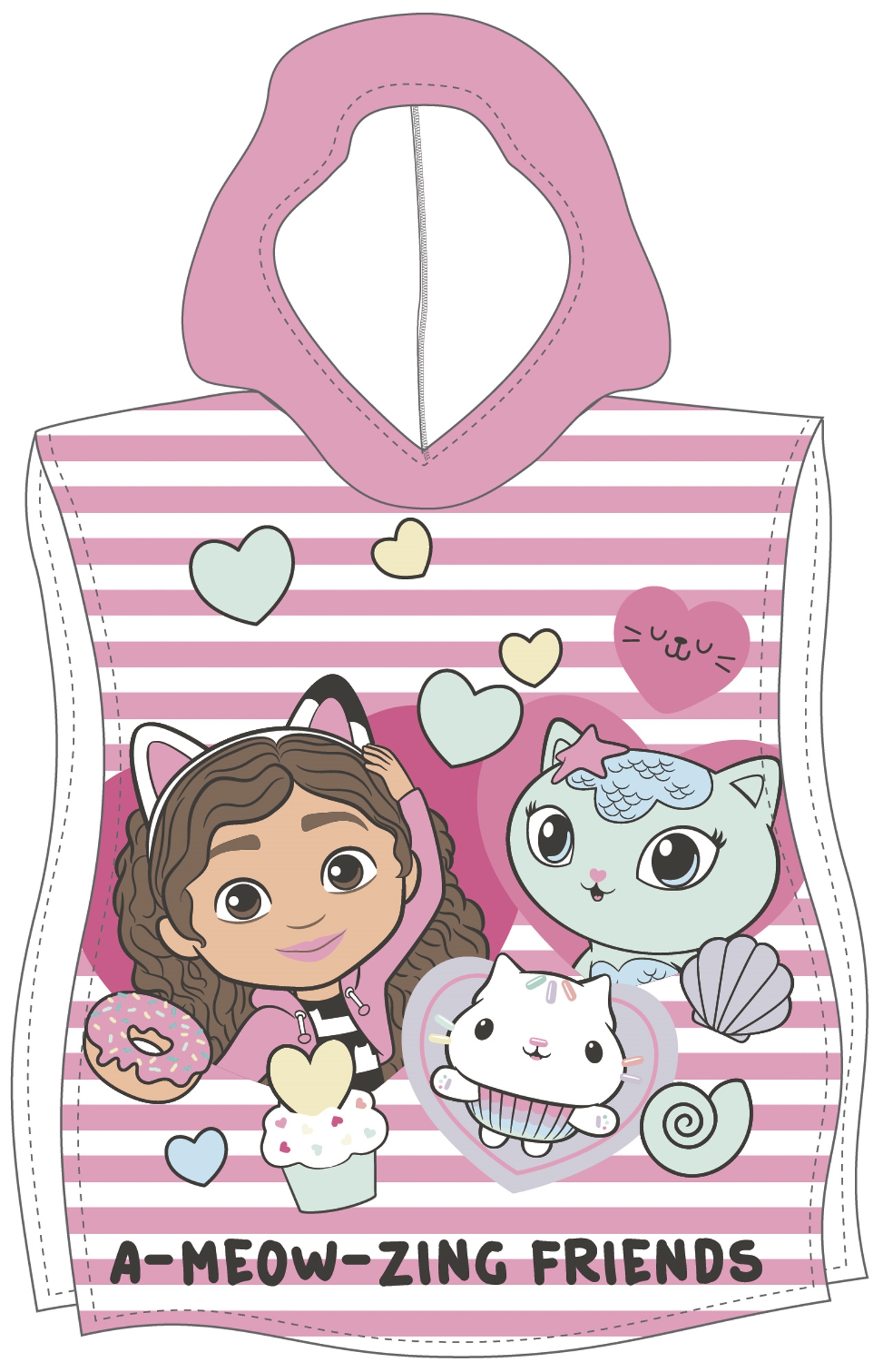 Bad poncho - Zacht en comfortabel - Gabby's Dollhouse - Lichte en snel drogende kinderponcho voor kinderen