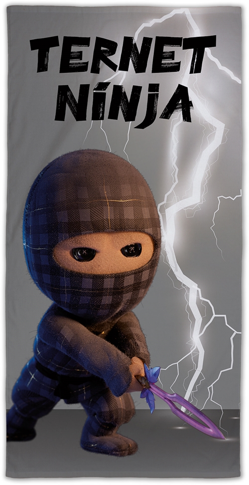 Ternet Ninja handdoek - 70x140 cm - 100% katoen - Zachte badhanddoek met Ternet Ninja en rits