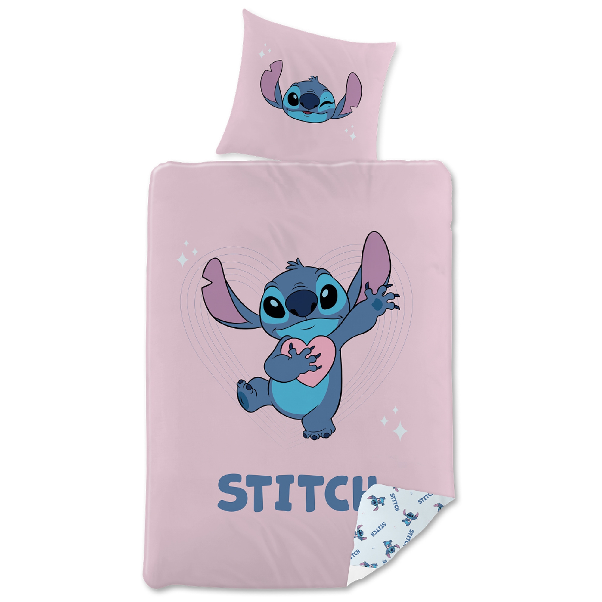 Stitch beddengoed - 150x210 cm - Wendbaar dekbedovertrek met Stitch - 100% katoenen beddengoed