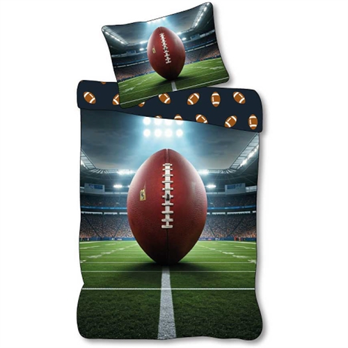 Voetbal beddengoed 140x200 cm - Omkeerbaar dekbedovertrek met Amerikaanse voetbal - 100% zacht katoenen beddengoed