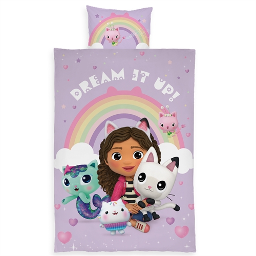 Junior beddengoed 100x140 cm - Omkeerbaar dekbedovertrek met Gabby\'s Dollhouse - 100% katoenen bedlinnen