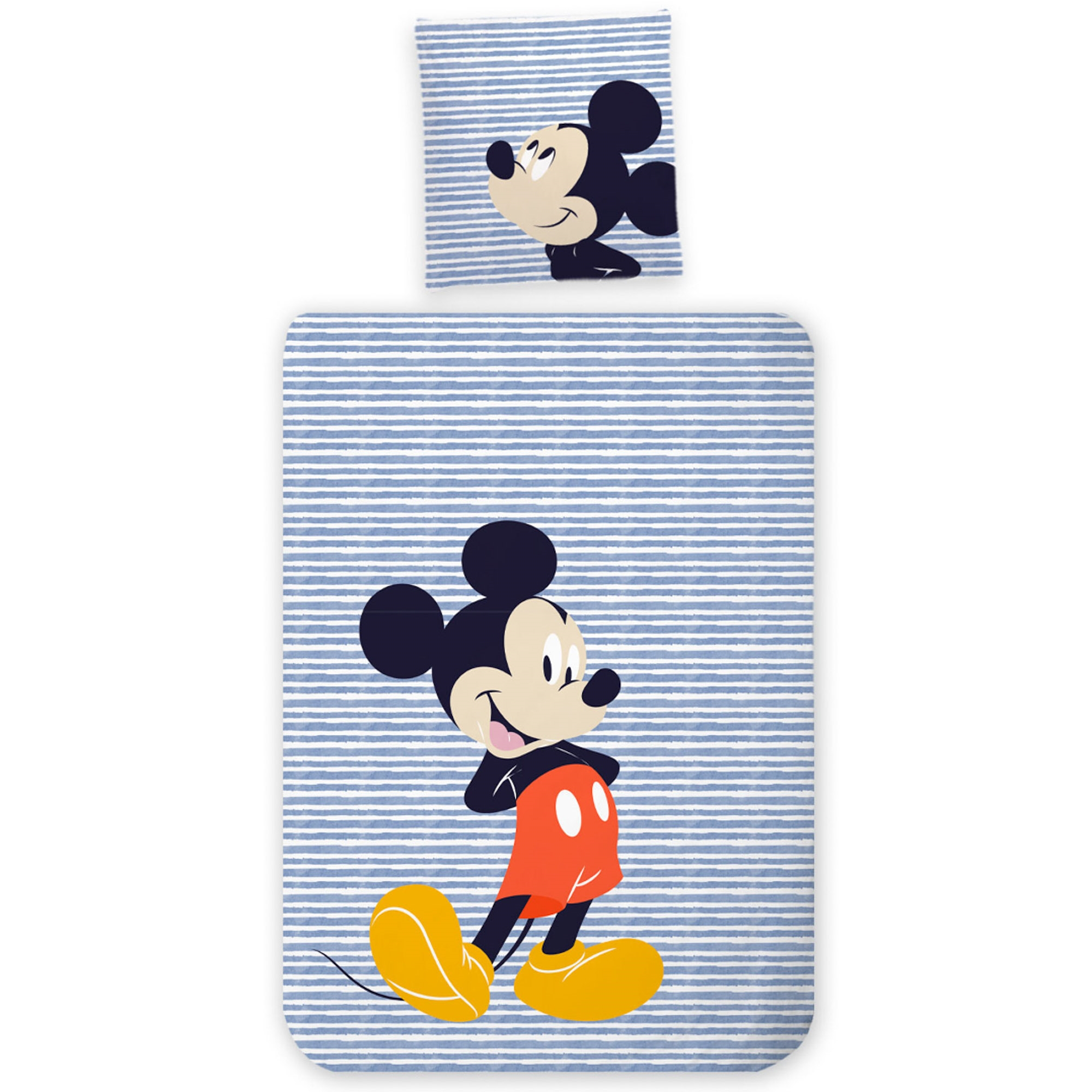 Mickey Mouse beddengoed - 100% katoen - Junior beddengoed 100x140 cm - Blauw en wit gestreept