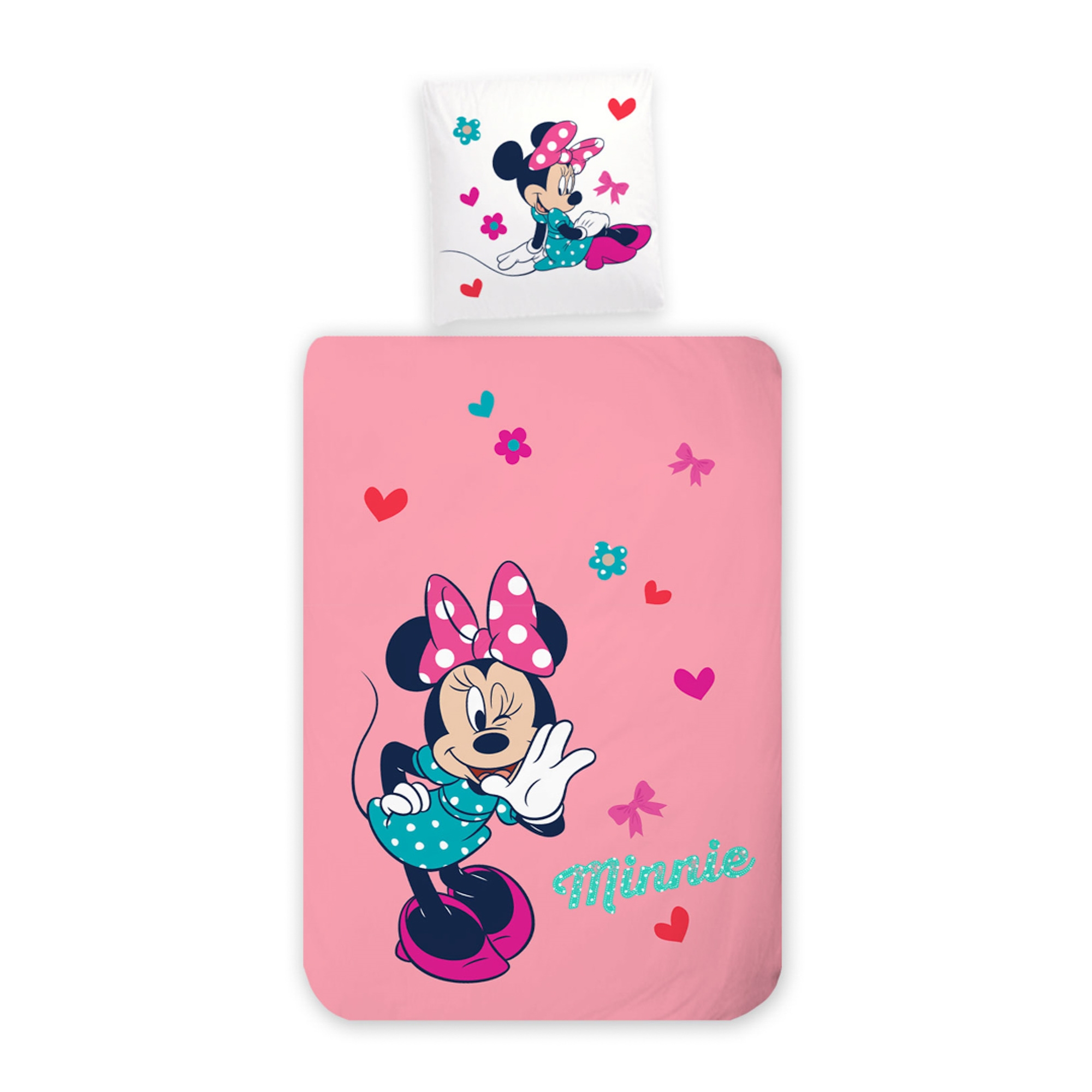 Minnie Mouse beddengoed - 100% katoen - Junior beddengoed 100x140 cm - Gestippelde achterkant
