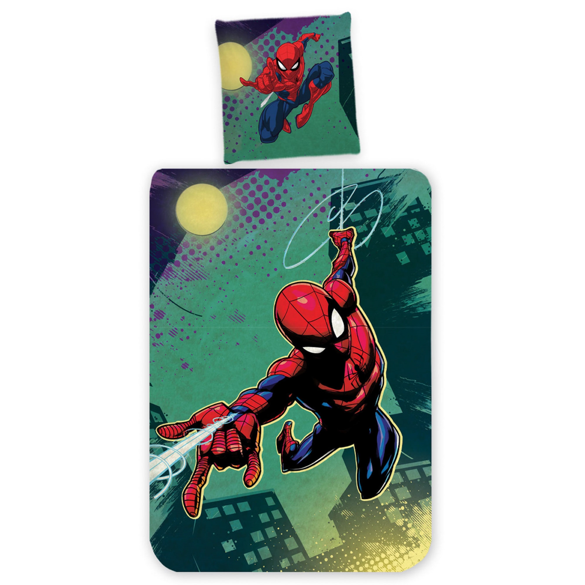 Spiderman beddengoed - 100% katoen - Junior beddengoed 100x140 cm - Groen