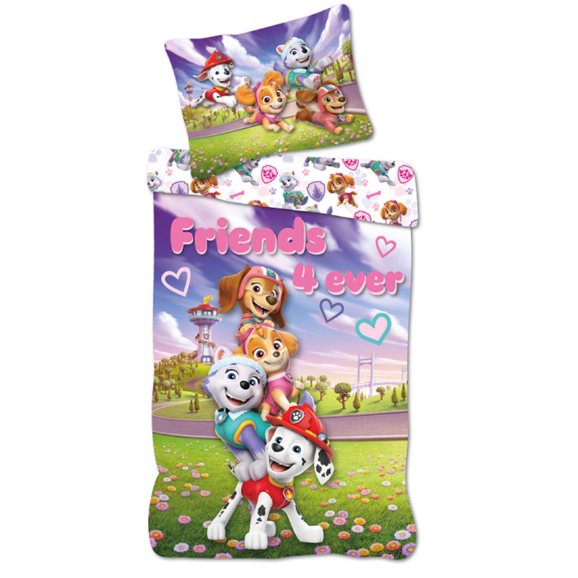 Paw Patrol beddengoed - 100% katoen - Kinderbeddengoed 140x200 cm - Friends 4 ever