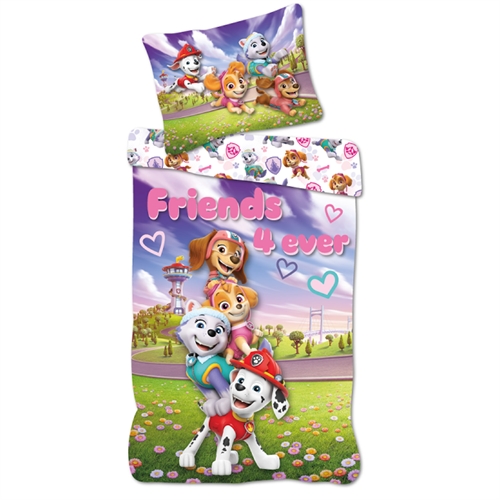 Paw Patrol beddengoed 140x200 cm - Wendels dekbedovertrek met Paw Patrol - Friends 4 ever - 100% katoenen bedlinnen