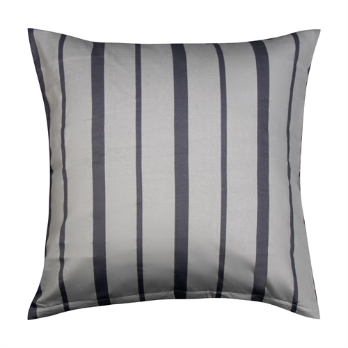 Extra zacht kussensloop 60x63 cm - 100% katoensatijn - Grijs en zwart gestreept kussensloop - 300 TC kussensloop van By Borg